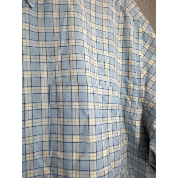 Eddie Bauer Shirt Mens Blue Check Button Up Hiking Casual Short Sleeve Sz Large - Picture 3 of 5